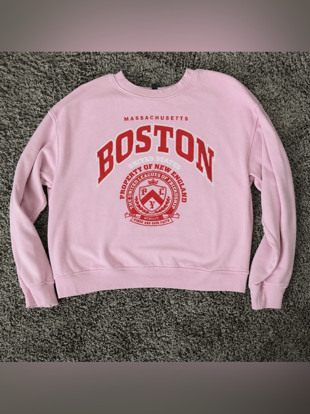 Pink Boston Graphic Crewneck (H&M, Size M)